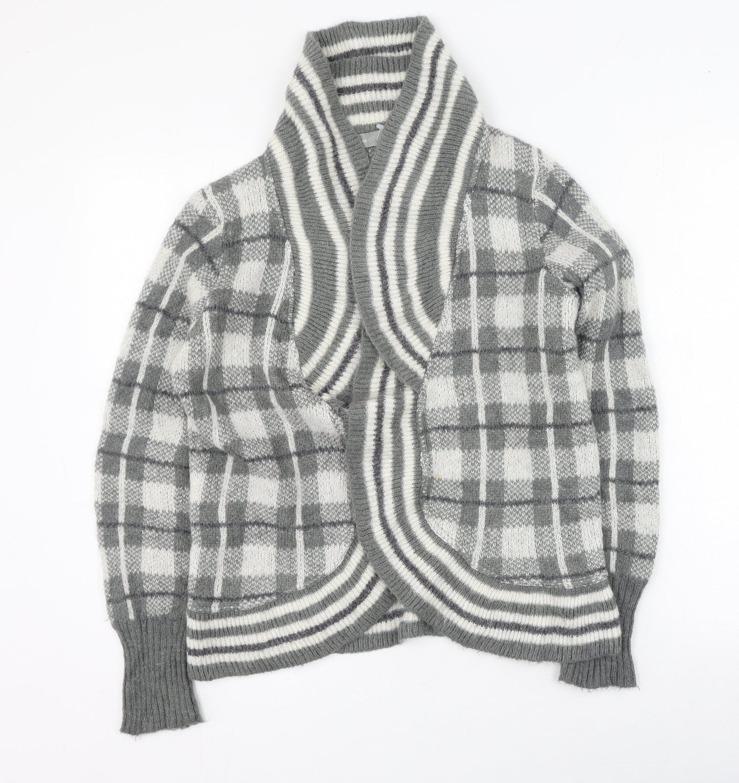 Per Una  Womens Green V-Neck Plaid Acrylic Cardigan Jumper Size S