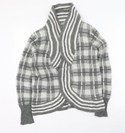 Per Una  Womens Green V-Neck Plaid Acrylic Cardigan Jumper Size S