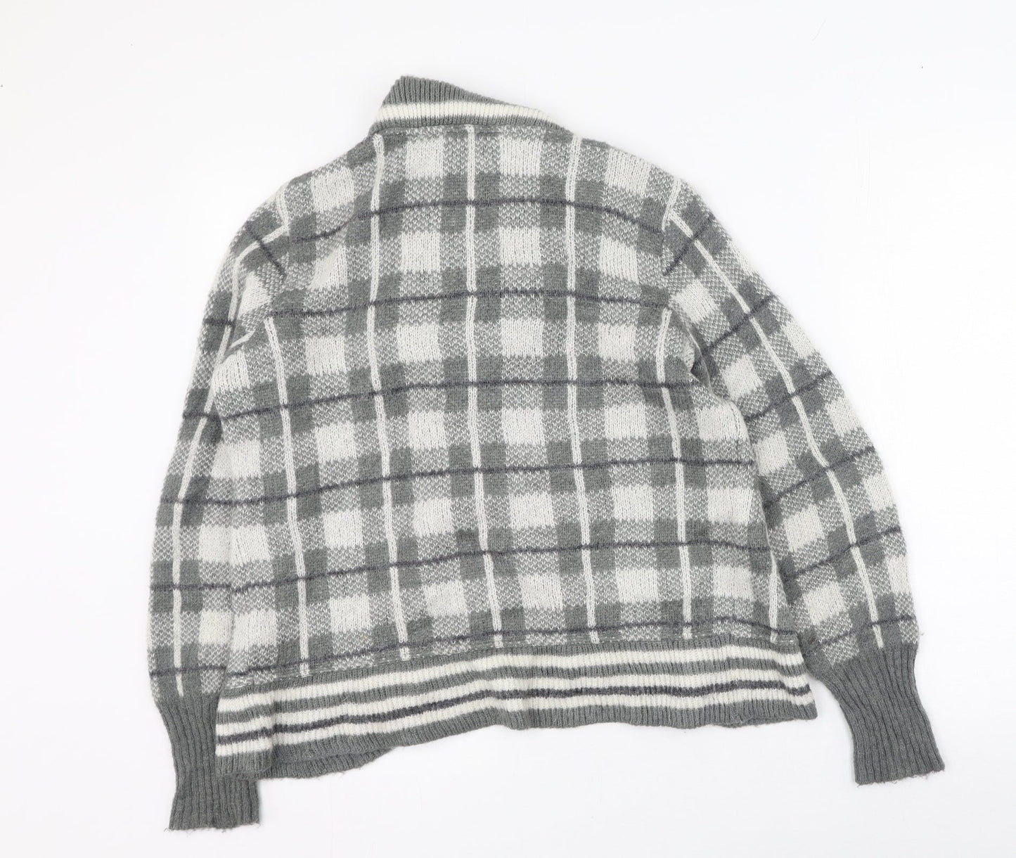 Per Una  Womens Green V-Neck Plaid Acrylic Cardigan Jumper Size S