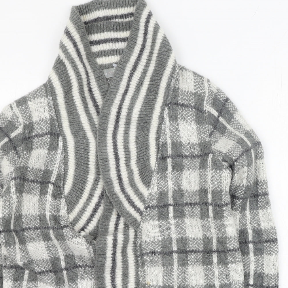 Per Una  Womens Green V-Neck Plaid Acrylic Cardigan Jumper Size S