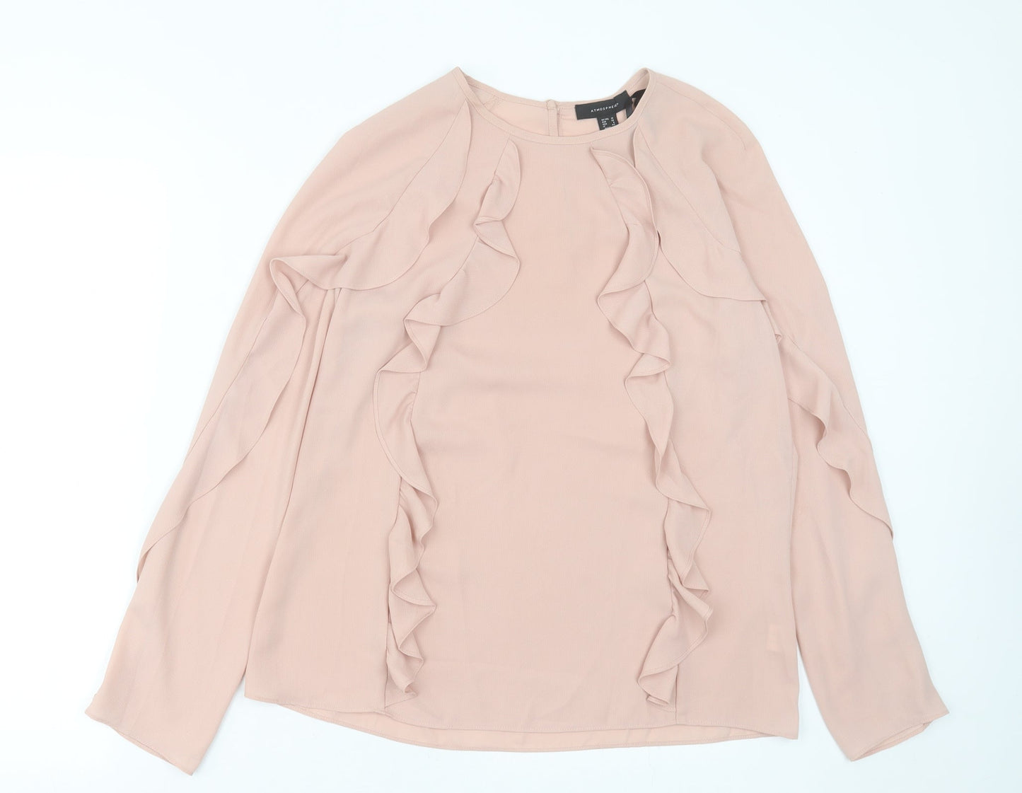 Atmosphere Womens Pink  Polyester Basic Blouse Size 10 Crew Neck
