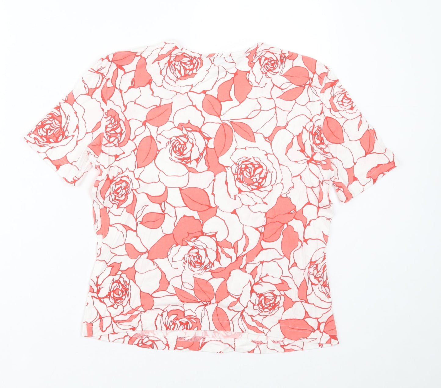 Gerry Weber Womens Pink Floral Viscose Basic T-Shirt Size 10 Crew Neck