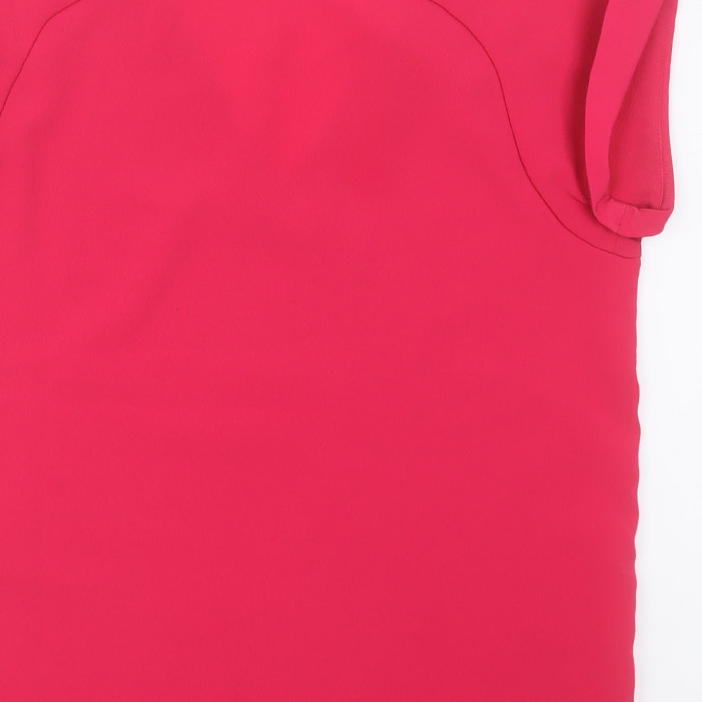 River Island Womens Pink  Polyester Basic T-Shirt Size 8 V-Neck