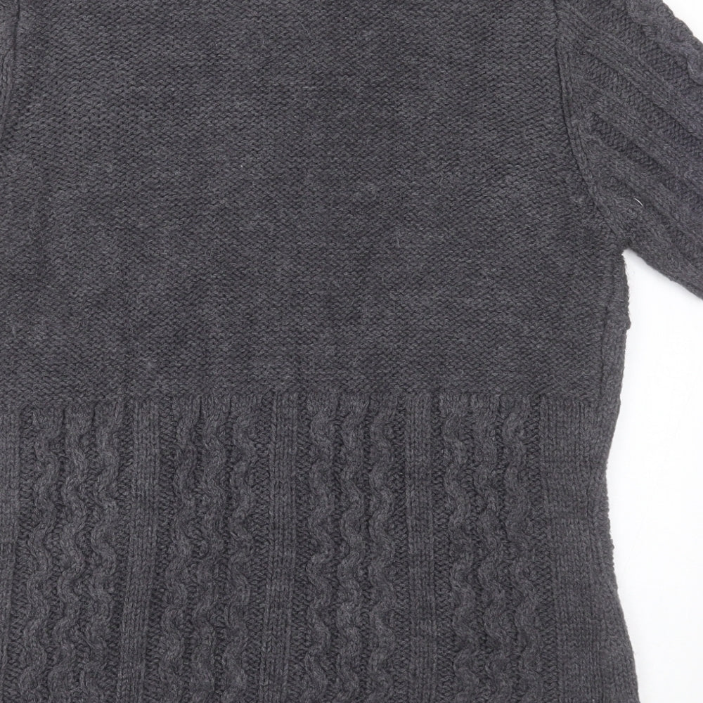 Yessica Womens Grey High Neck  Acrylic Cardigan Jumper Size S