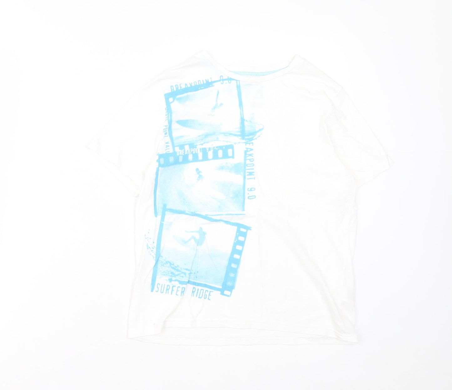 Cherokee Boys White  Cotton Basic T-Shirt Size 9-10 Years Crew Neck Pullover