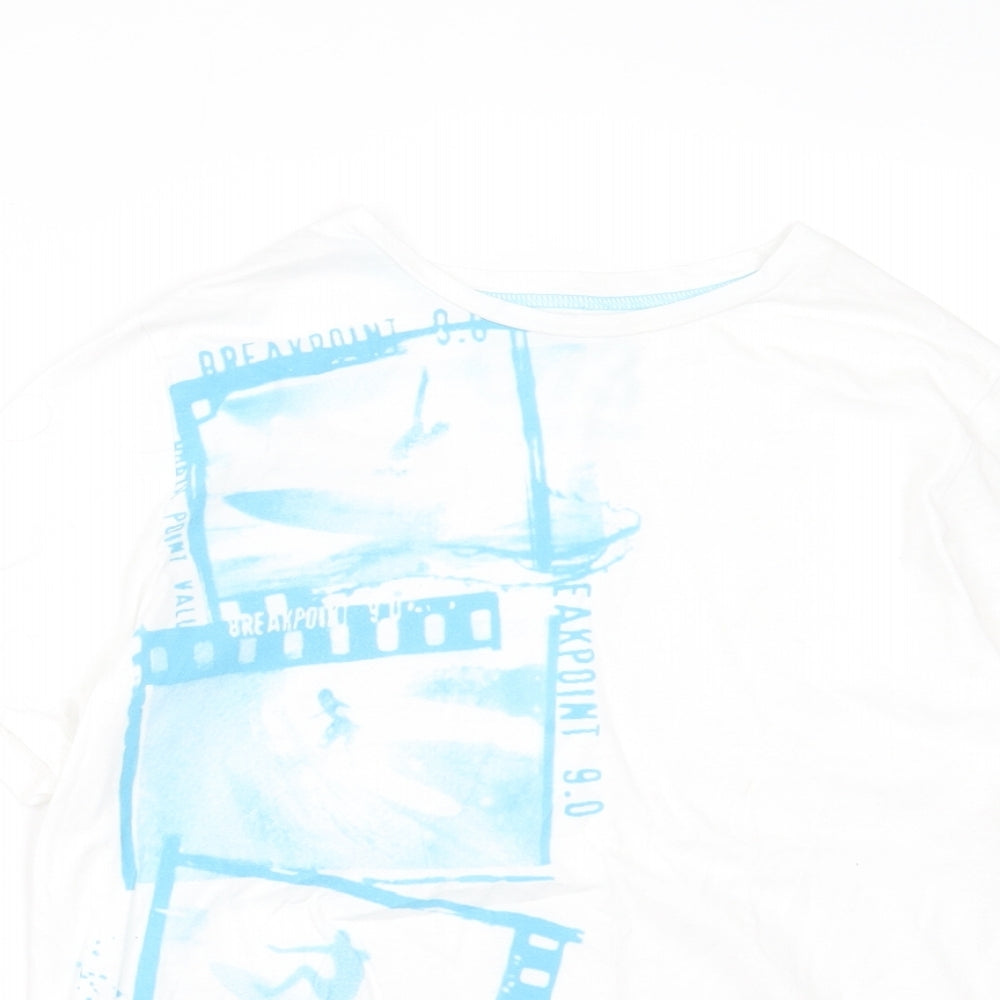 Cherokee Boys White  Cotton Basic T-Shirt Size 9-10 Years Crew Neck Pullover