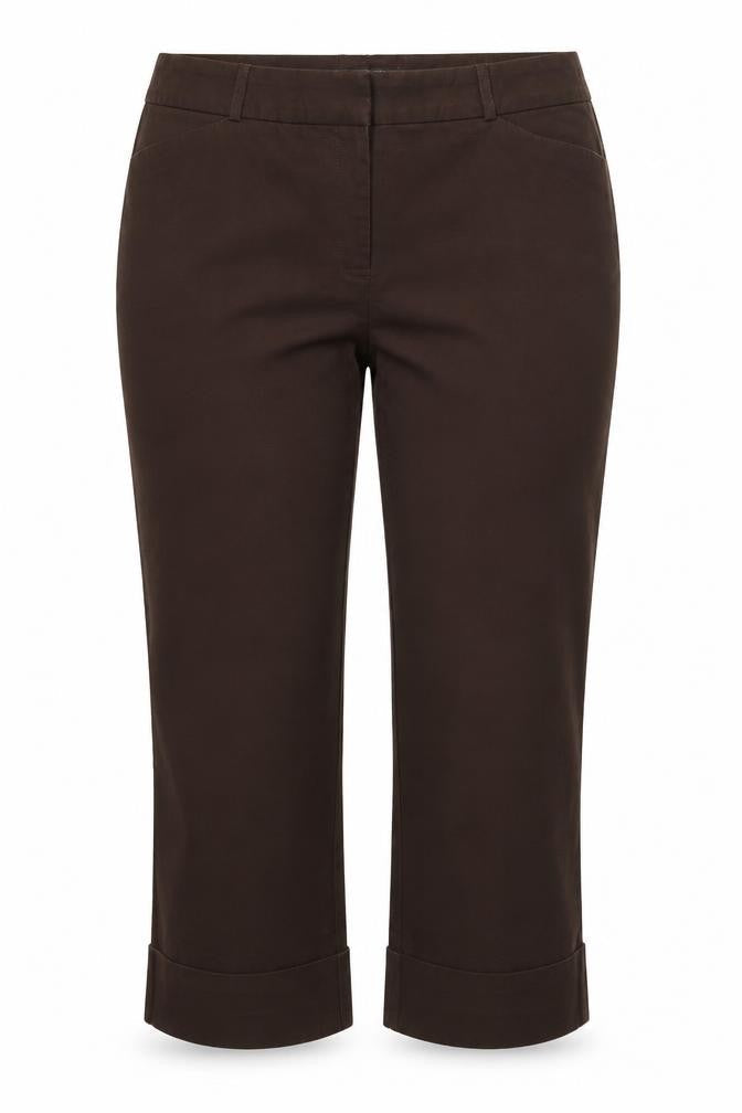 Style & Co Womens Brown  Cotton Cropped Trousers Size 12 L24 in Regular Hook & Eye