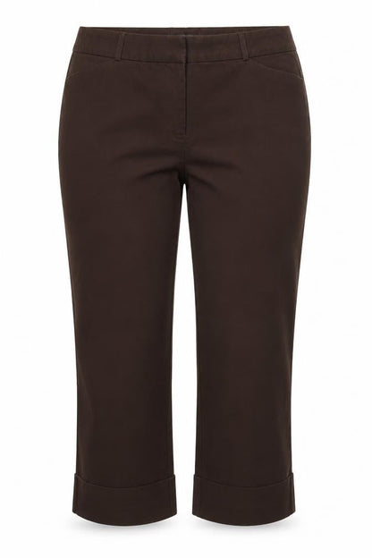 Style & Co Womens Brown  Cotton Cropped Trousers Size 12 L24 in Regular Hook & Eye