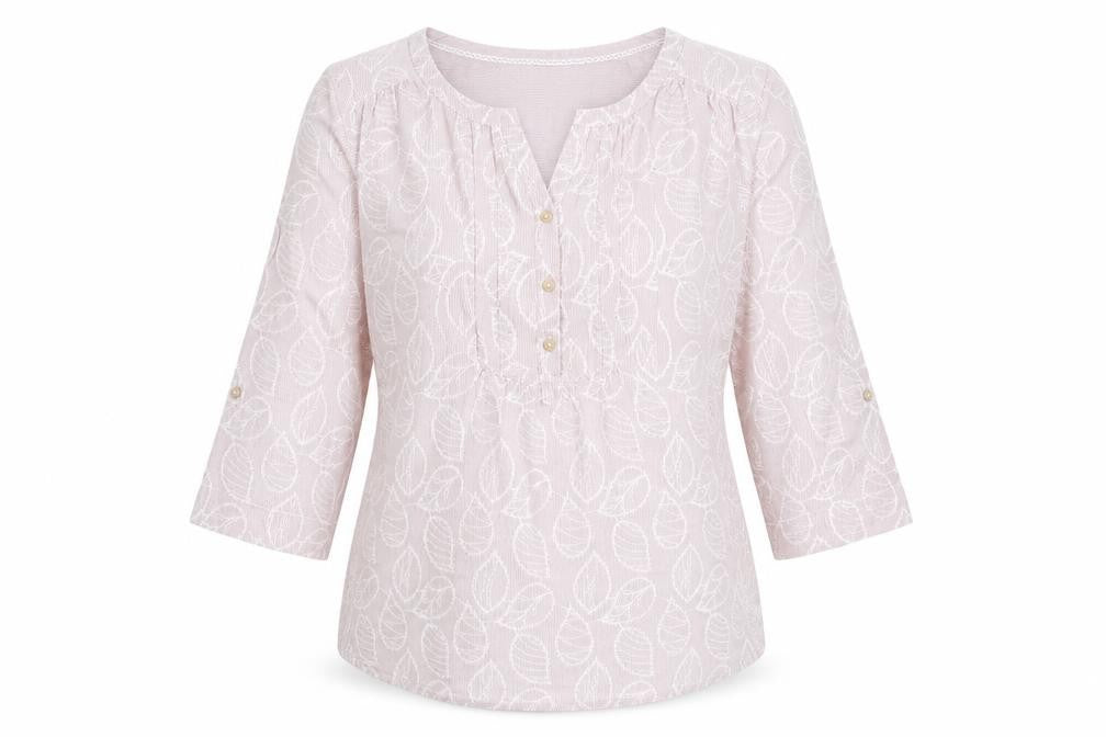 Faithful & True Womens Pink Geometric Polyester Basic Polo Size 12 V-Neck