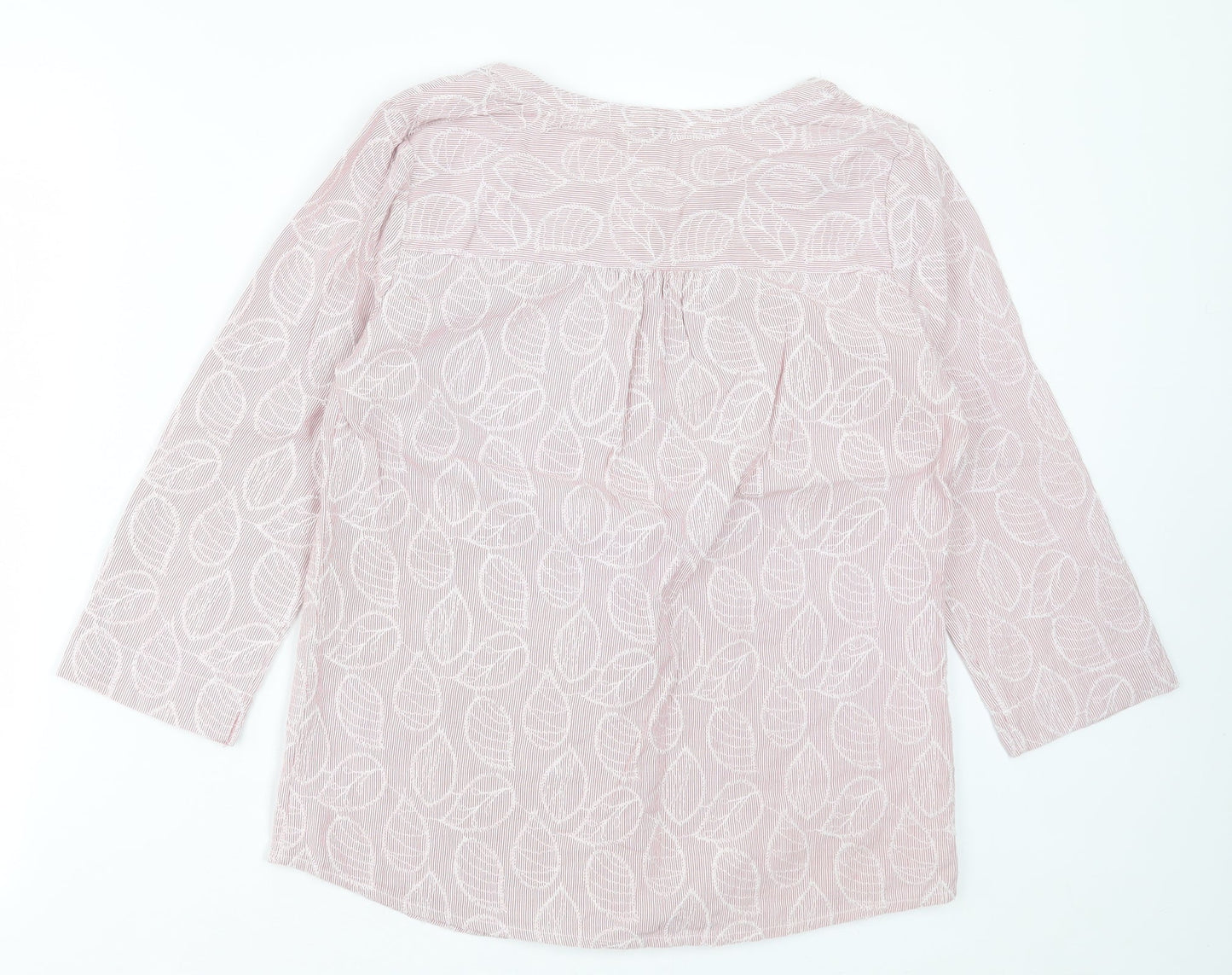 Faithful & True Womens Pink Geometric Polyester Basic Polo Size 12 V-Neck