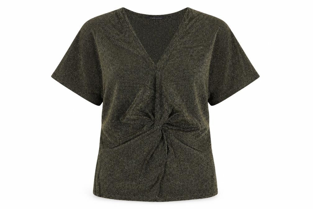 Marks & Spencer Womens Gold  Polyamide Basic Blouse Size S V-Neck