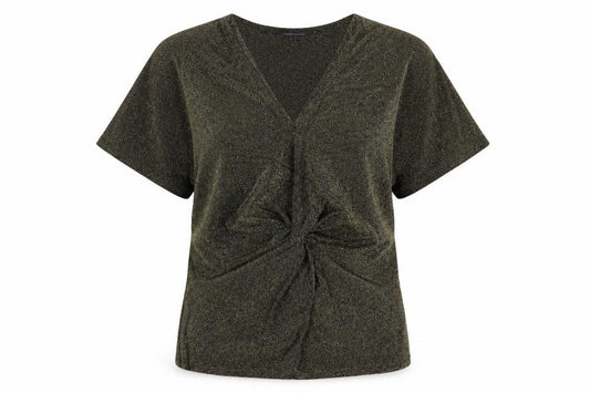 Marks and Spencer Womens Gold  Polyamide Basic Blouse Size S V-Neck