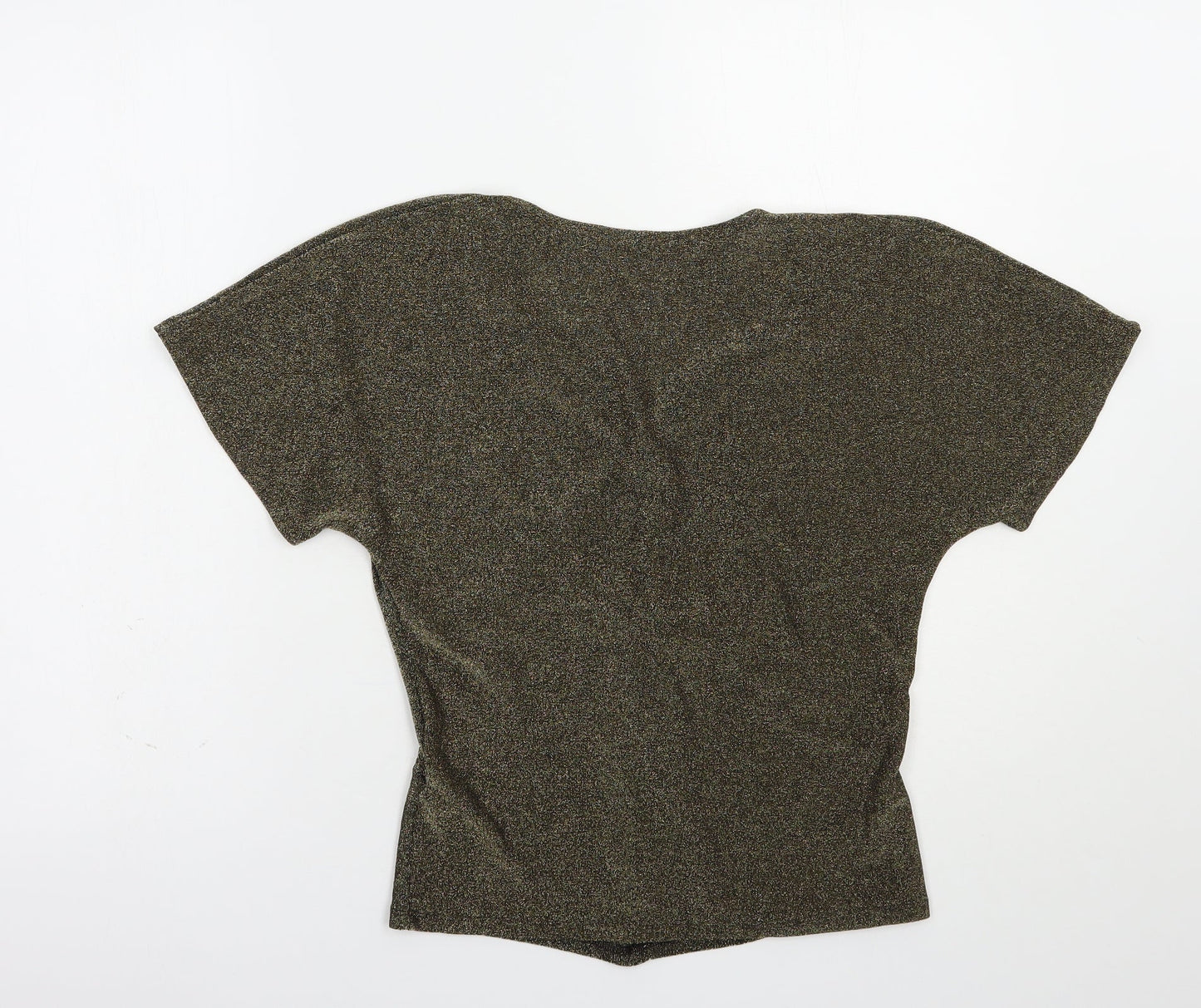 Marks and Spencer Womens Gold  Polyamide Basic Blouse Size S V-Neck