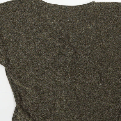 Marks & Spencer Womens Gold  Polyamide Basic Blouse Size S V-Neck