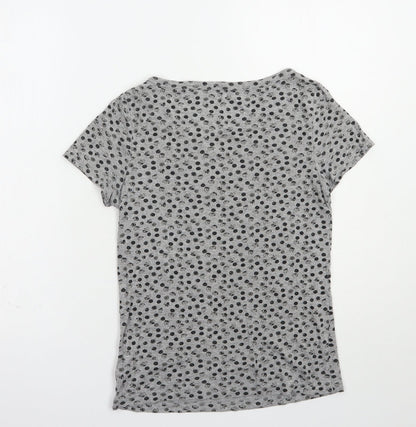 Preloved NEXT Womens Grey Geometric Cotton Basic T-Shirt Size 8 Boat Neck - Back