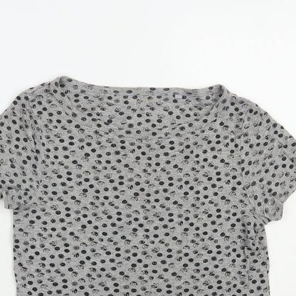 Preloved NEXT Womens Grey Geometric Cotton Basic T-Shirt Size 8 Boat Neck - Detail
