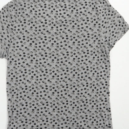 Preloved NEXT Womens Grey Geometric Cotton Basic T-Shirt Size 8 Boat Neck - Label