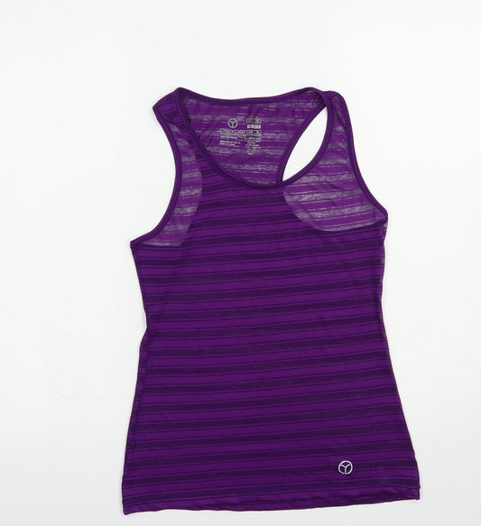 OgiYogi Womens Purple Striped Polyester Pullover Tank Size 8 Scoop Neck Pullover