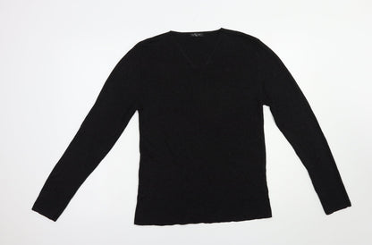 Preloved Dunnes Stores Womens Black V-Neck  Viscose Pullover Jumper Size 14 - Front