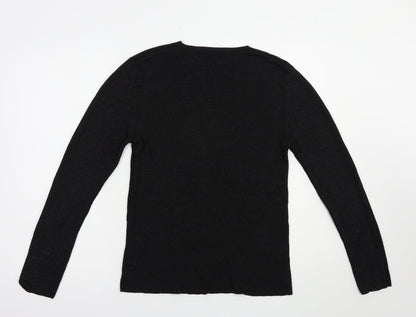 Preloved Dunnes Stores Womens Black V-Neck  Viscose Pullover Jumper Size 14 - Back