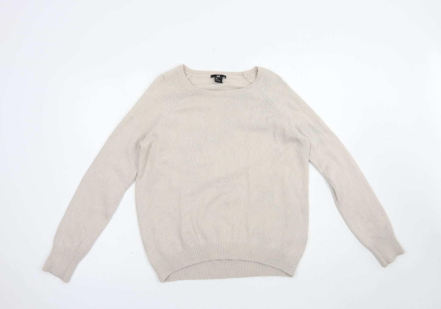 H&M Womens Beige Crew Neck  Polyamide Pullover Jumper Size M