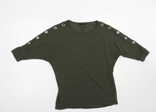 New Look Womens Green Boat Neck  Polyester Pullover Jumper Size S