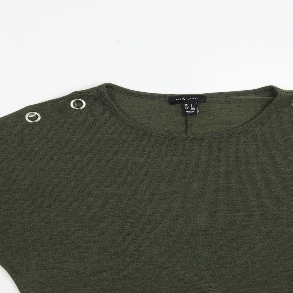 New Look Womens Green Boat Neck  Polyester Pullover Jumper Size S