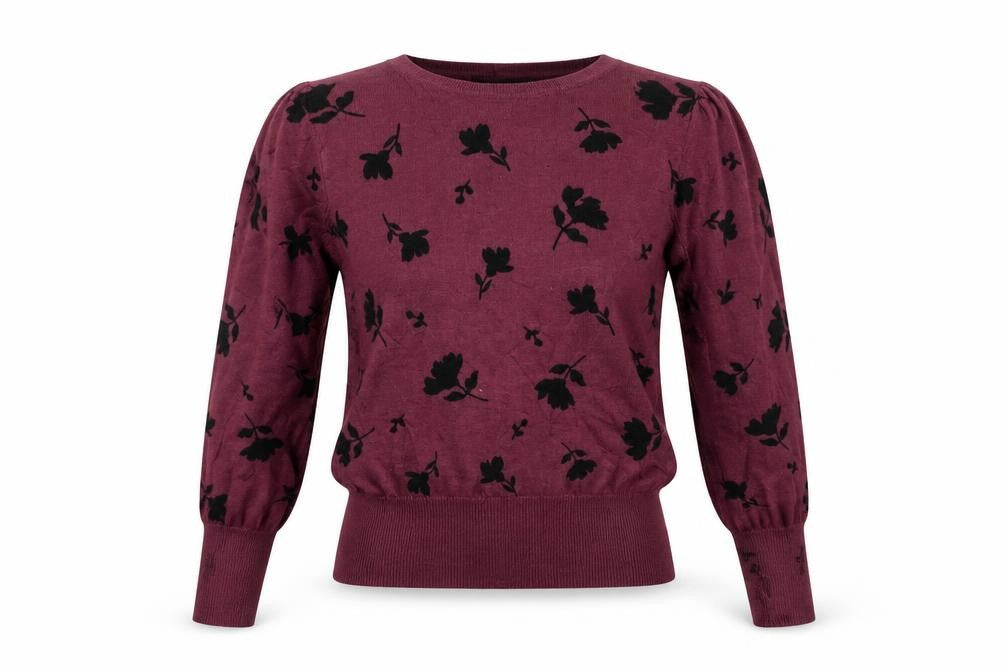 Marks & Spencer Womens Purple Crew Neck Floral Viscose Pullover Jumper Size 6