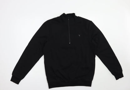 Studio Mens Black  Polyester Full Zip Hoodie Size S