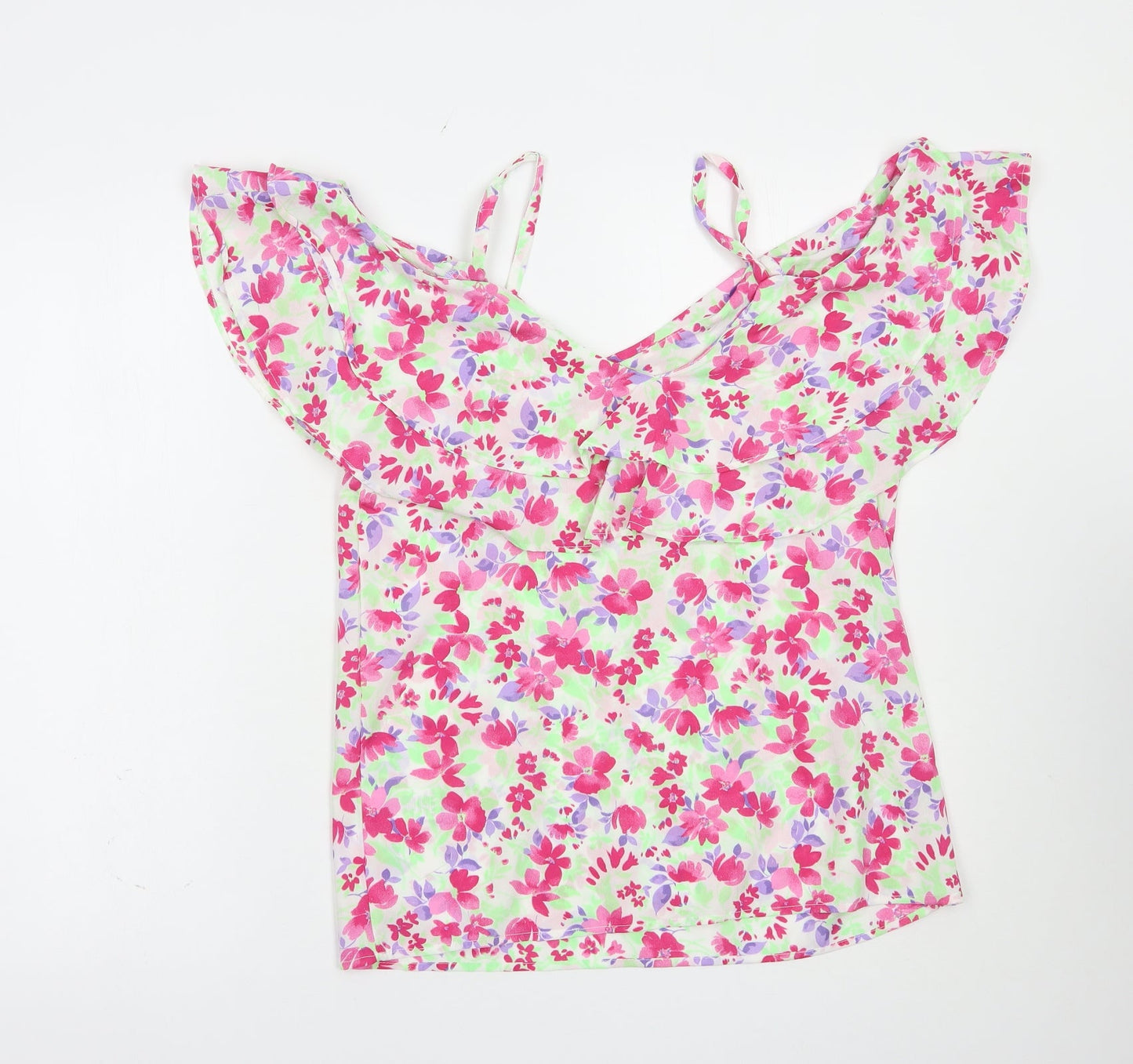 Pep & Co Womens Multicoloured Floral Polyester Camisole Blouse Size 8 V-Neck