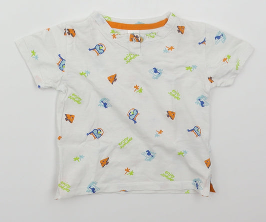 Tex Baby Baby White  Cotton Basic T-Shirt Size 24 Months Henley Pullover - Enjoy Summer