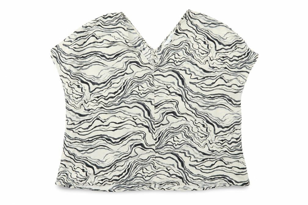 Primark Womens Beige Geometric Polyester Basic Blouse Size 16 V-Neck - Marble Effect