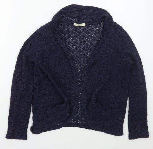 Oasis Womens Black V-Neck  Cotton Cardigan Jumper Size S