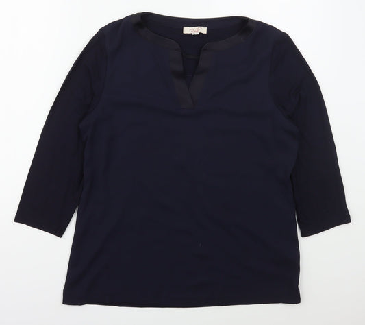 Rob Womens Blue  Viscose Basic Blouse Size 12 V-Neck