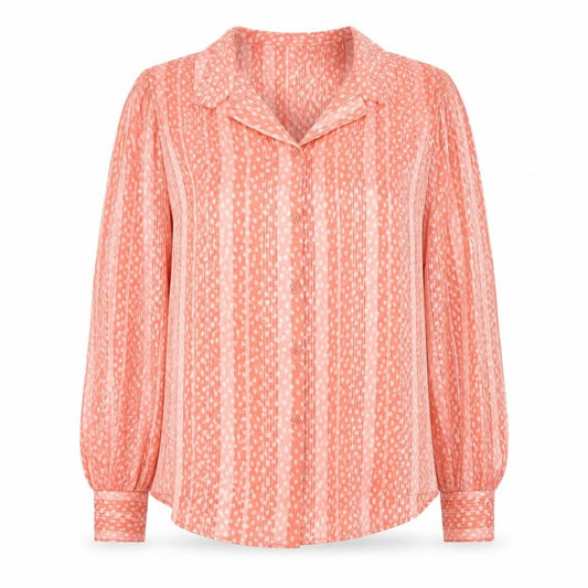 Paige Womens Pink Polka Dot Polyester Basic Button-Up Size 16 Collared