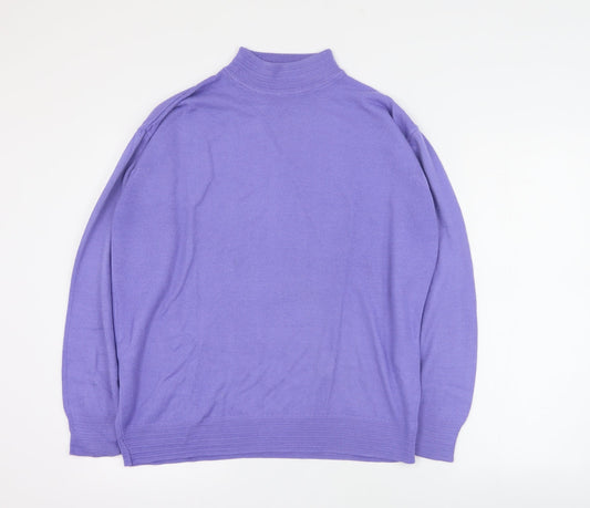 St Bernard Womens Purple High Neck  Acrylic Pullover Jumper Size 14