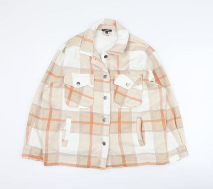 Preloved Rising Womens Orange Plaid  Jacket  Size S  Button - Front