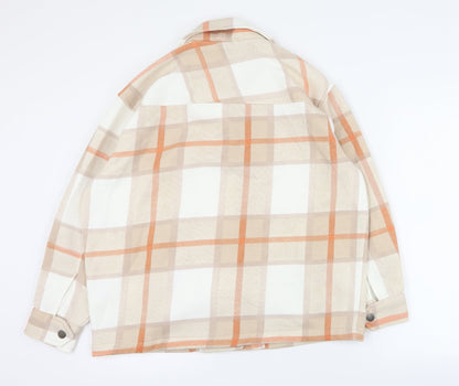 Preloved Rising Womens Orange Plaid  Jacket  Size S  Button - Back