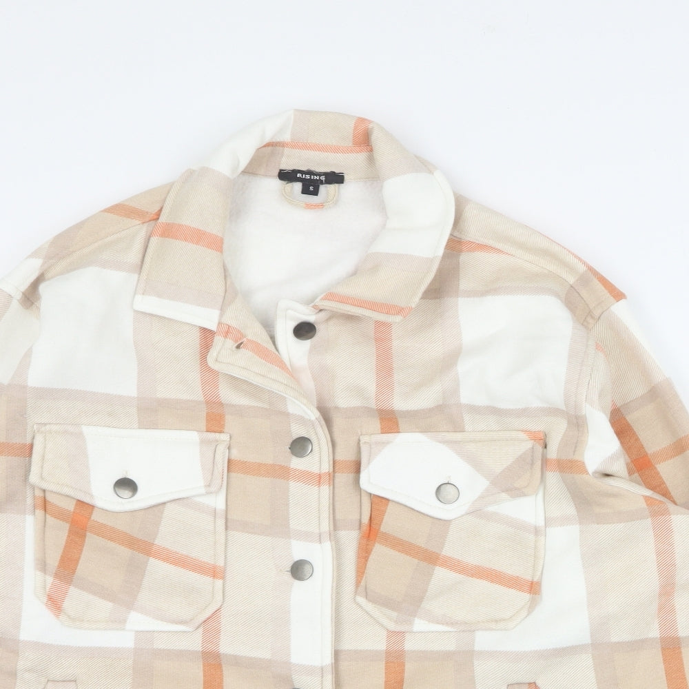Rising Womens Orange Plaid  Jacket  Size S  Button