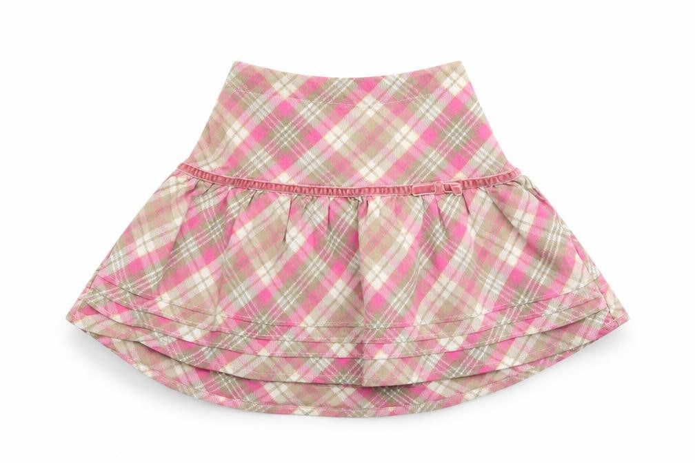 Cherokee Girls Pink Plaid 100% Cotton A-Line Skirt Size 3-4 Years  Regular Zip