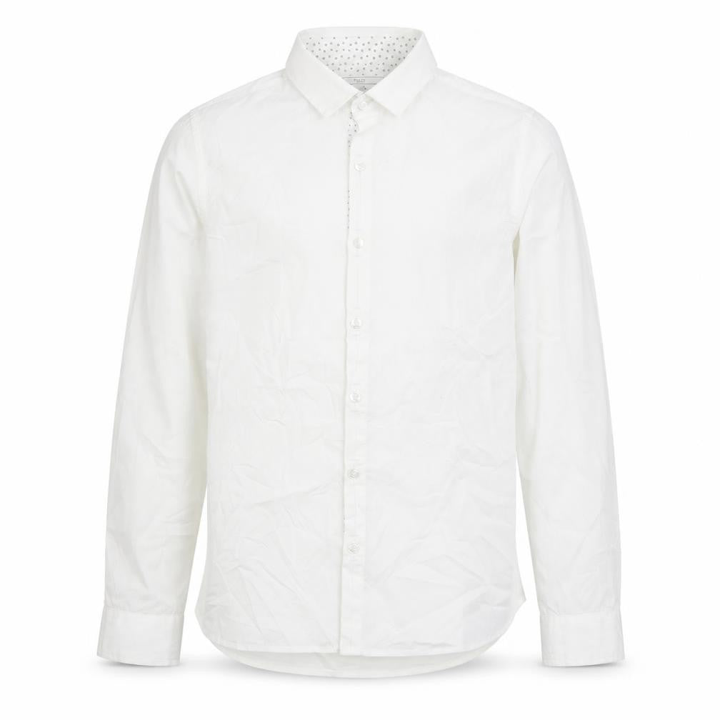Next Boys White Geometric 100% Cotton Basic Button-Up Size 12 Years Collared Button