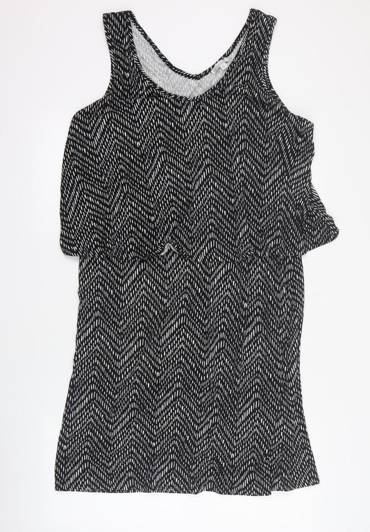 Target Womens Black Geometric Viscose A-Line  Size XL  V-Neck Pullover
