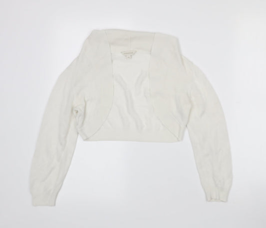 Monsoon Womens White Collared  Viscose Cape Jumper Size M