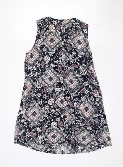 Preloved Izabel Womens Black Paisley Viscose Mini  Size 10  V-Neck - Back