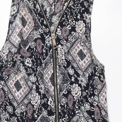 Preloved Izabel Womens Black Paisley Viscose Mini  Size 10  V-Neck - Detail