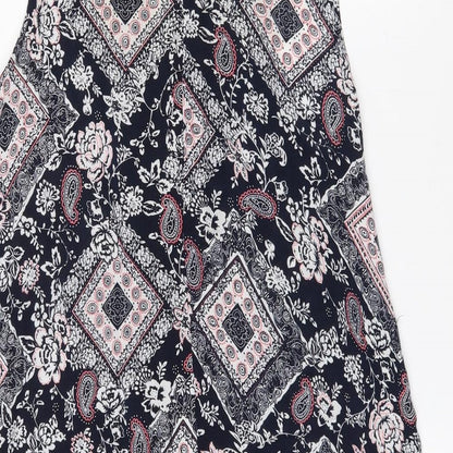 Preloved Izabel Womens Black Paisley Viscose Mini  Size 10  V-Neck - Label
