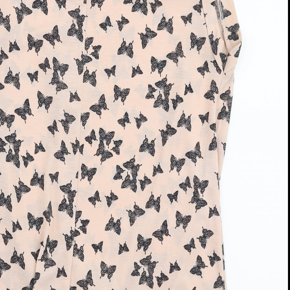 Atmosphere Womens Pink Floral Polyester Basic T-Shirt Size 8 Round Neck