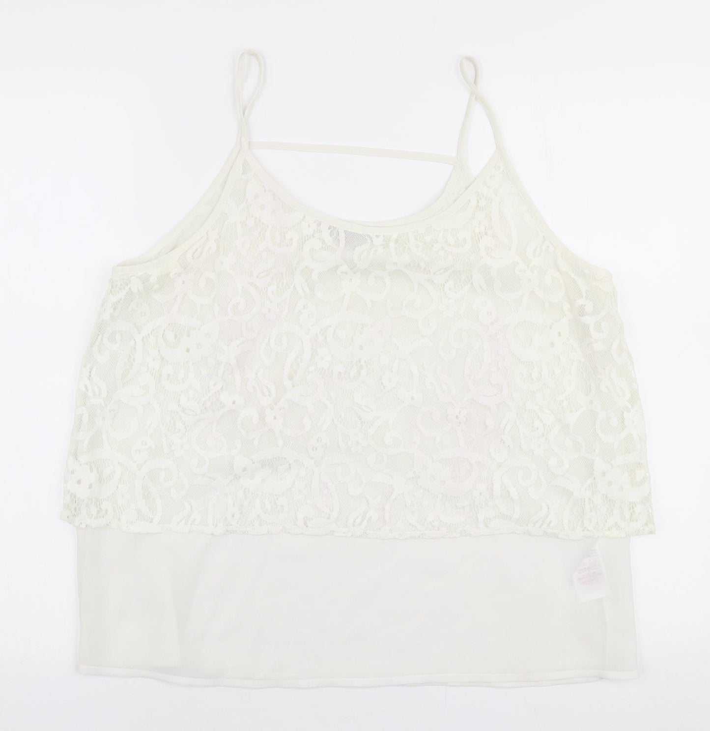 Peacocks Womens White  Polyester Camisole Blouse Size 14 Round Neck