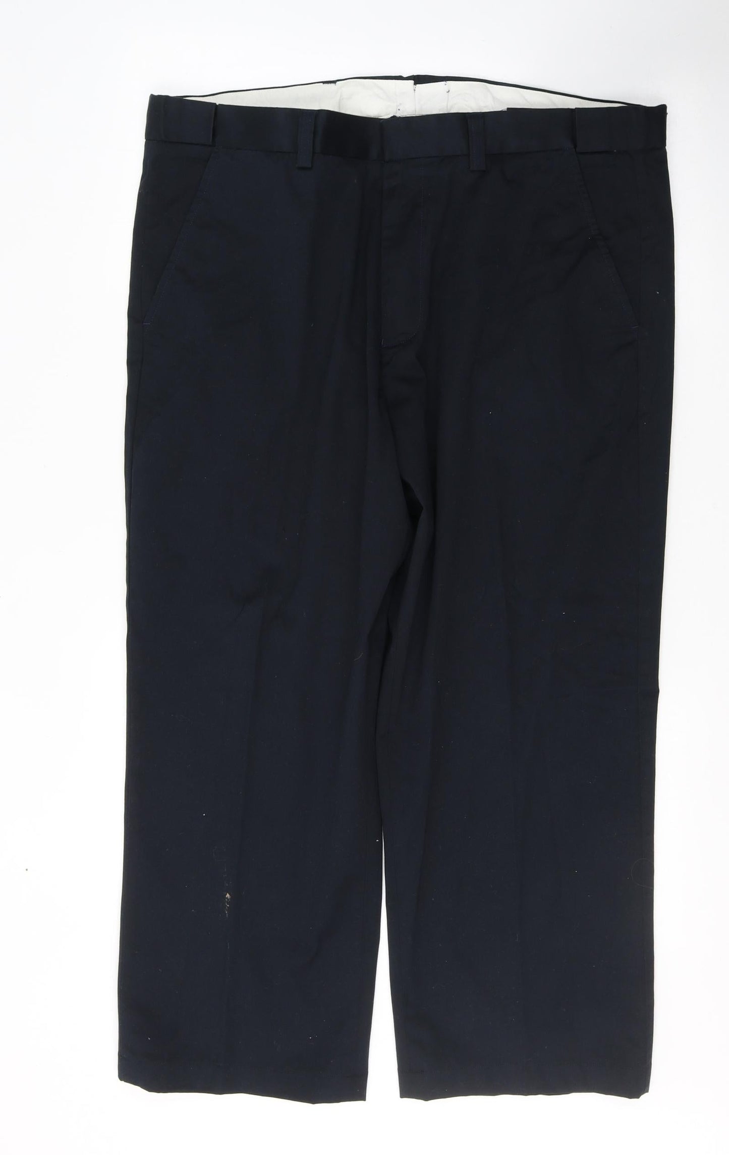 Debenhams Mens Blue  Cotton Trousers  Size 38 in L26 in Regular Button