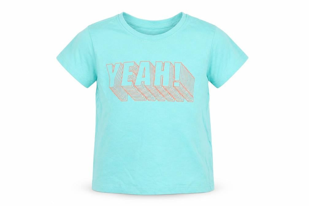Primark Boys Blue  Cotton Basic T-Shirt Size 3-4 Years Round Neck Pullover - Yeah
